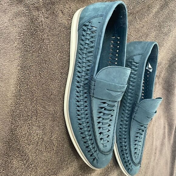 NWOT Four Brothers Woven Navy Moccasin Shoes Loafer Size 12 Mens - Picture 2 of 7